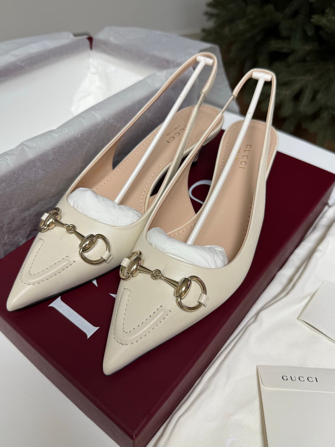 구찌 홀스빗 슬링백 펌프스 아이보리 (240) 상품이미지2