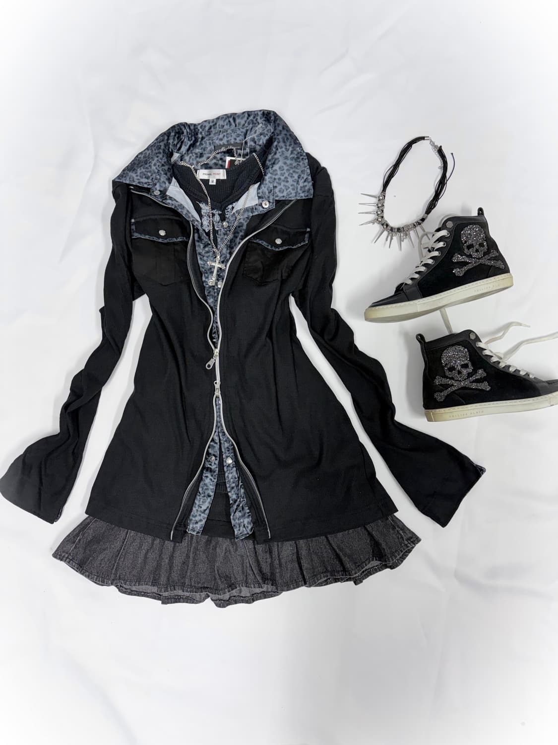 블루그레이 호피 갸루펑크 3pcs 세트🏴‍☠️🏴‍☠️🏴‍☠️ 상품이미지1