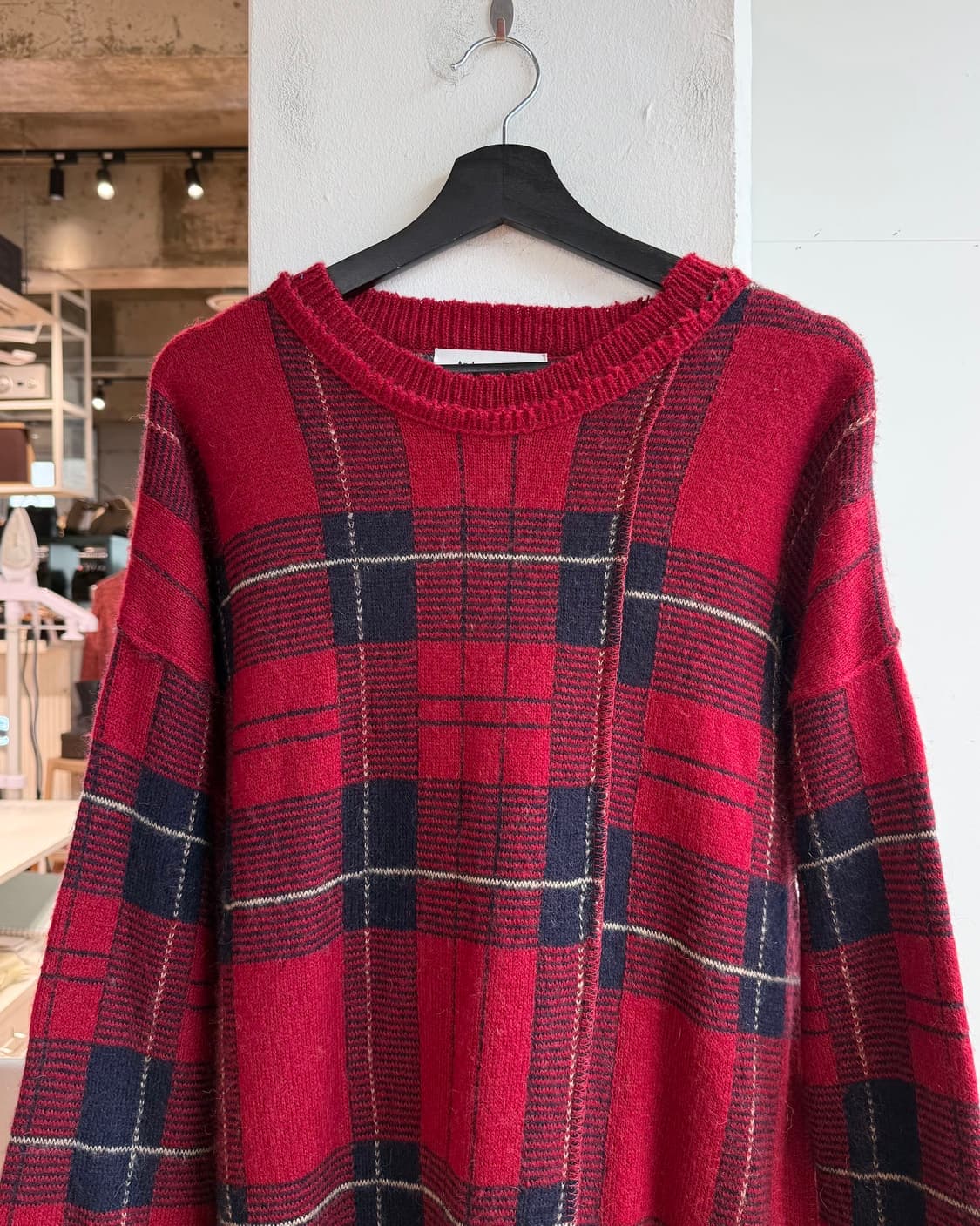 앤더슨벨 레드 어쉬매트리 체크 크루넥 니트  상품이미지3