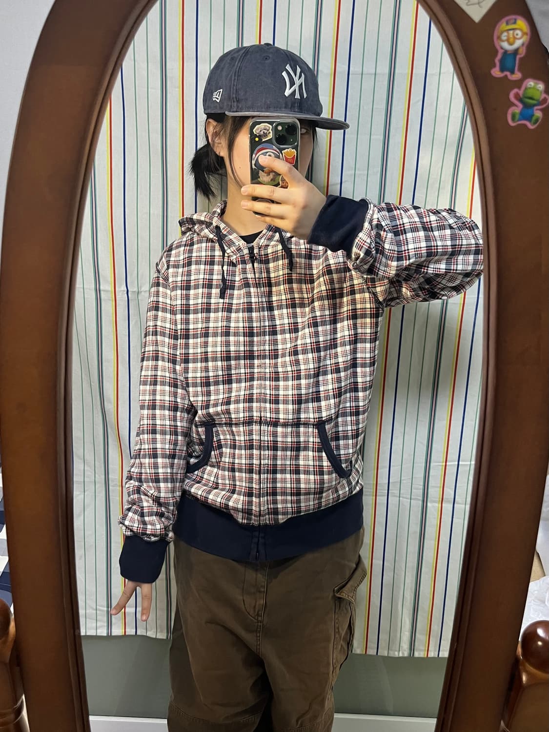 올드 유니클로 체크 후드집업 상품이미지2