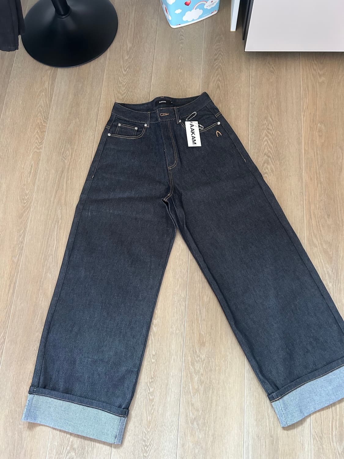 Aakam Cinch Back Denim Pants (Dark Blue) 상품이미지3