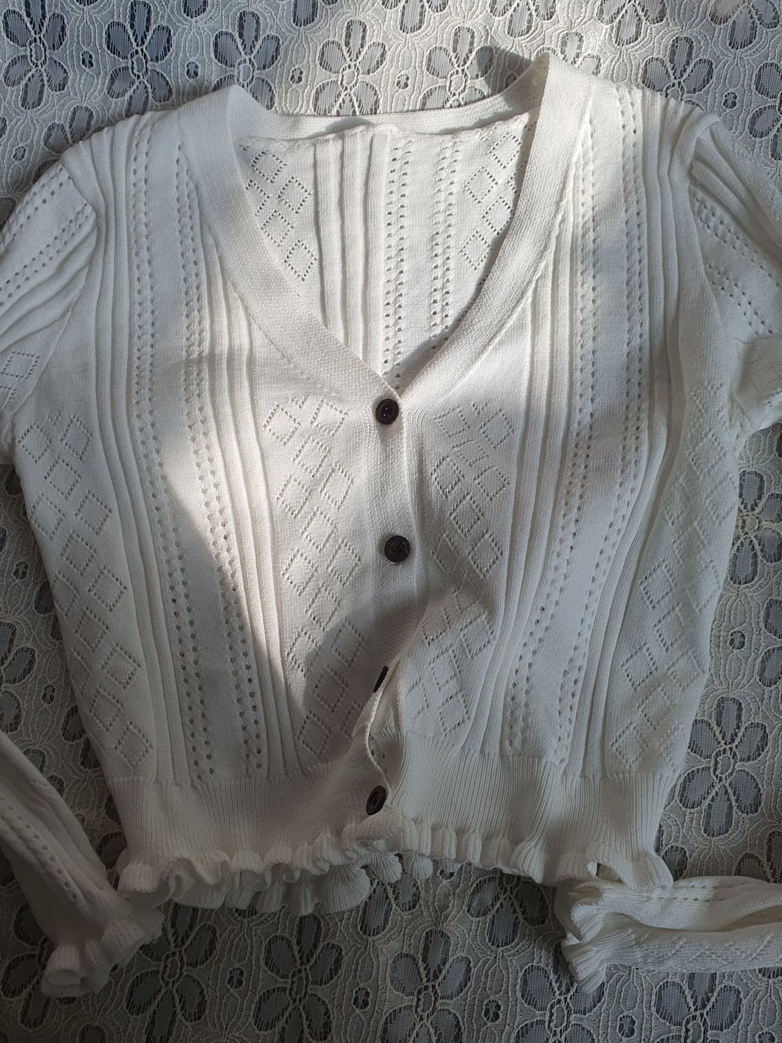[빈티지] 여리핏 화이트 크롭 니트 가디건 상품이미지1
