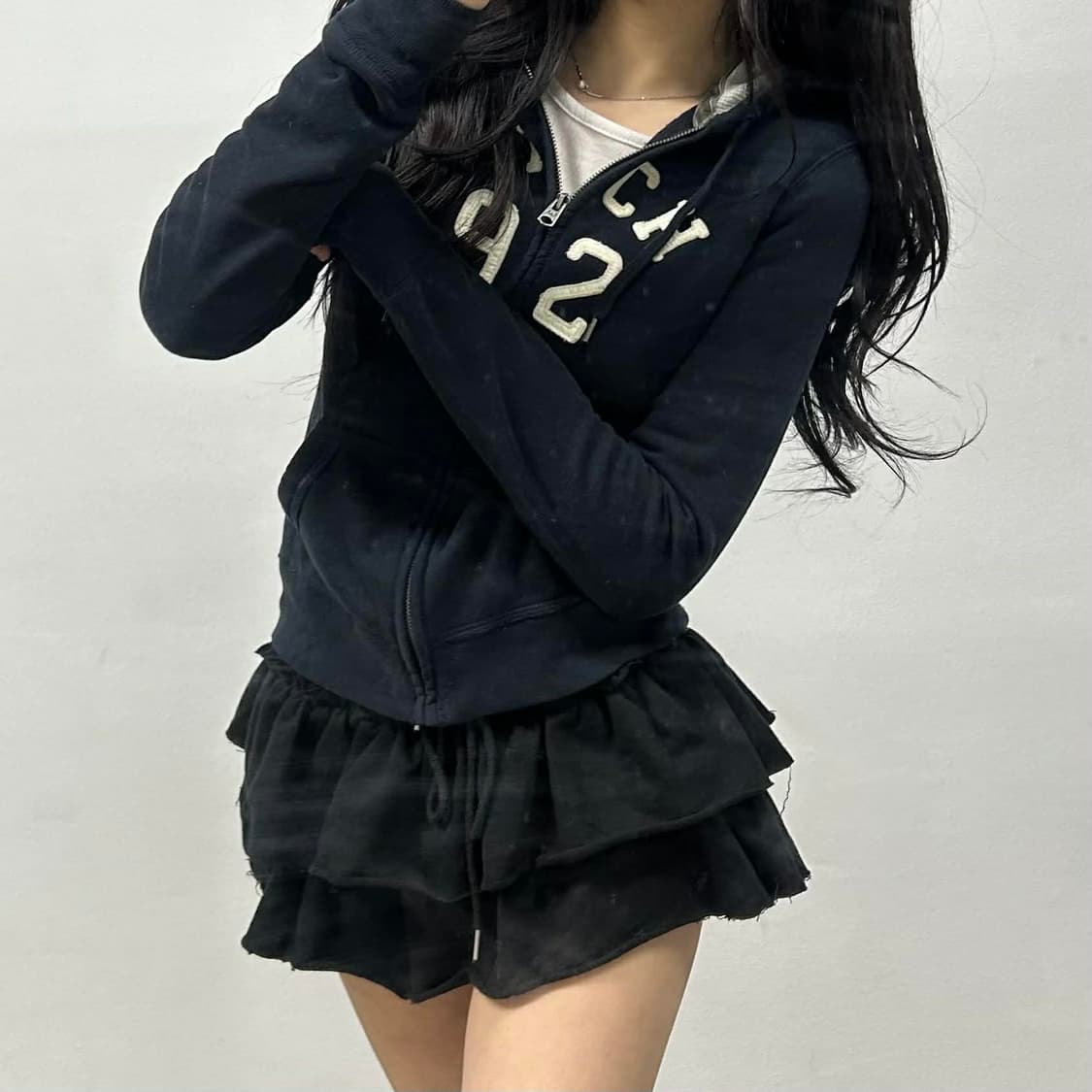 아베크롬비 y2k 여리핏 대대장 걸즈 후드집업 희귀져지(S) 상품이미지1