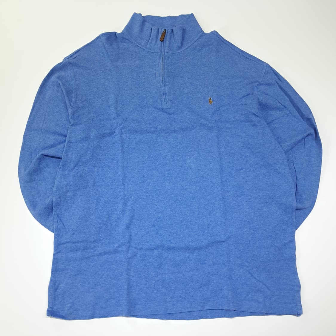CL310 2XLT 폴로 코튼 가죽풀러 블루멜란지 하프집업 니트 상품이미지1