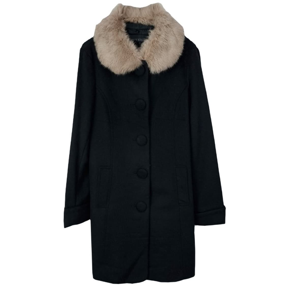 [일본빈티지](새상품) 카라 퍼 앙고라 혼방 모직 코트 블랙 M17050 상품이미지2