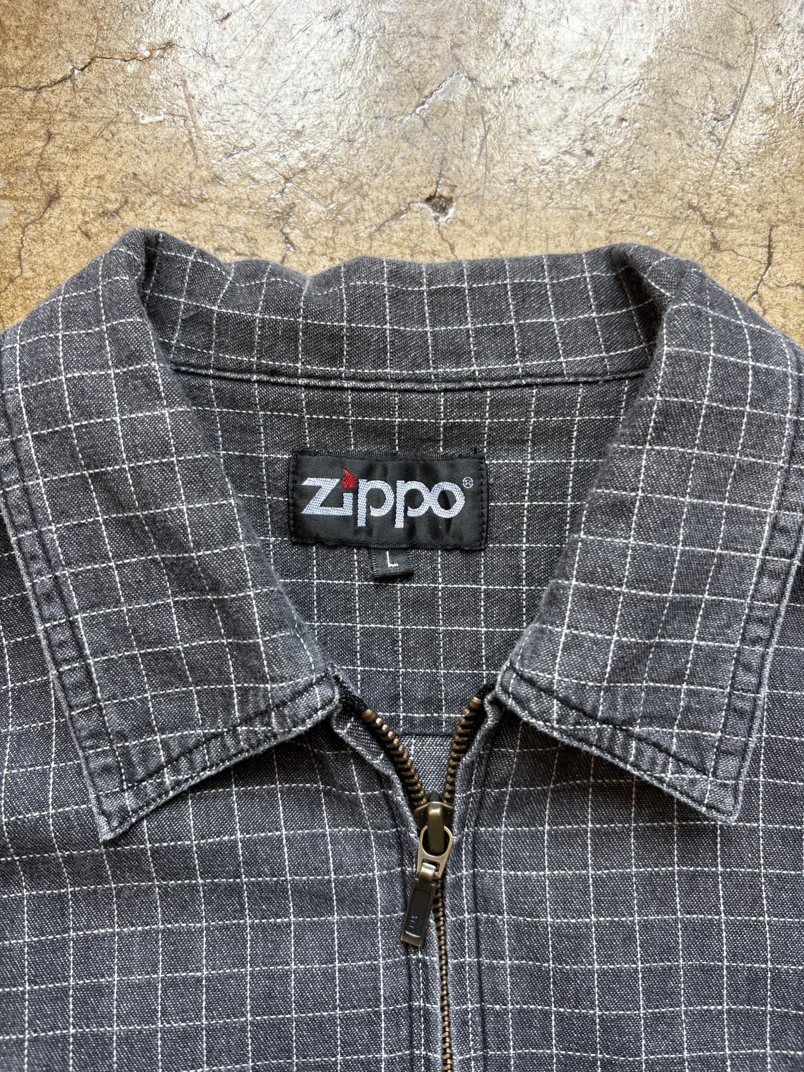 90s Zippo 체크 코튼 집업 재킷 상품이미지3