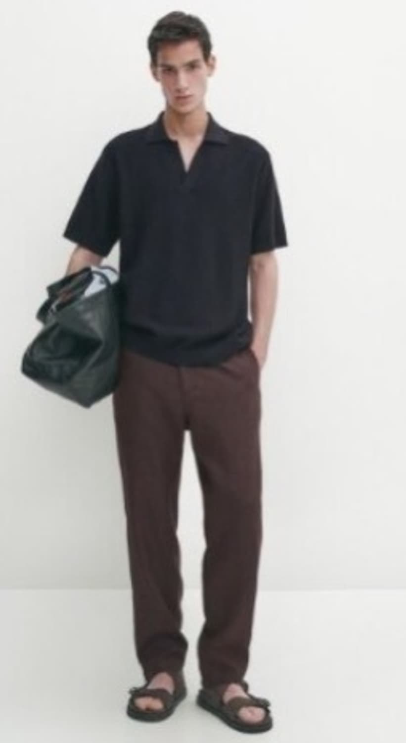 마시모두띠  / 패브릭 디테일 니트 폴로 셔츠 /  네이비 XL 상품이미지1