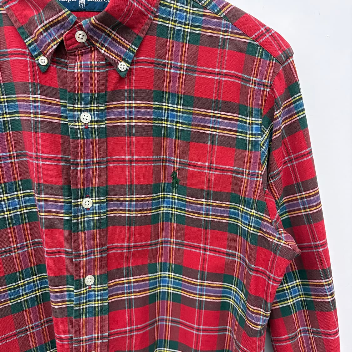 폴로 랄프로렌 레드 타탄 체크 셔츠 남M 상품이미지3