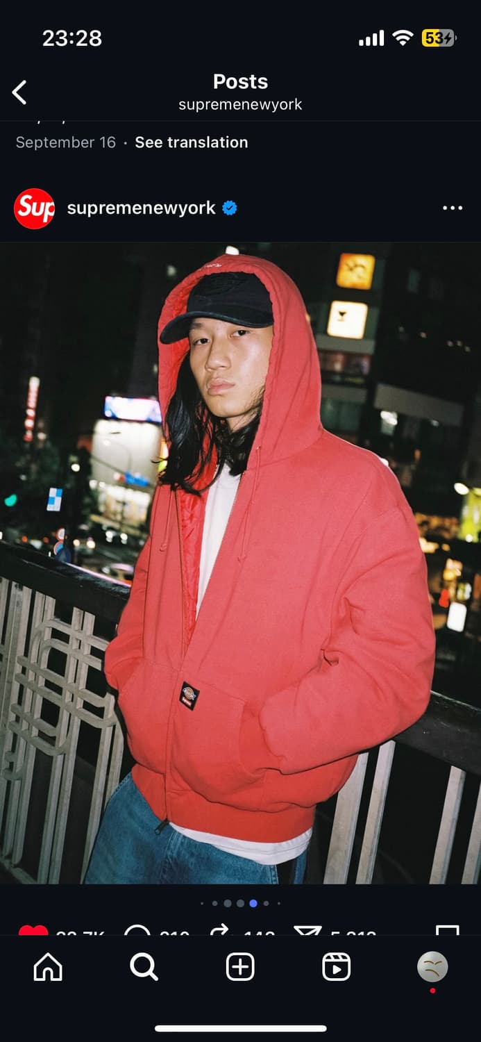 슈프림 디키즈 퀼티드 집업 후드 m 상품이미지2