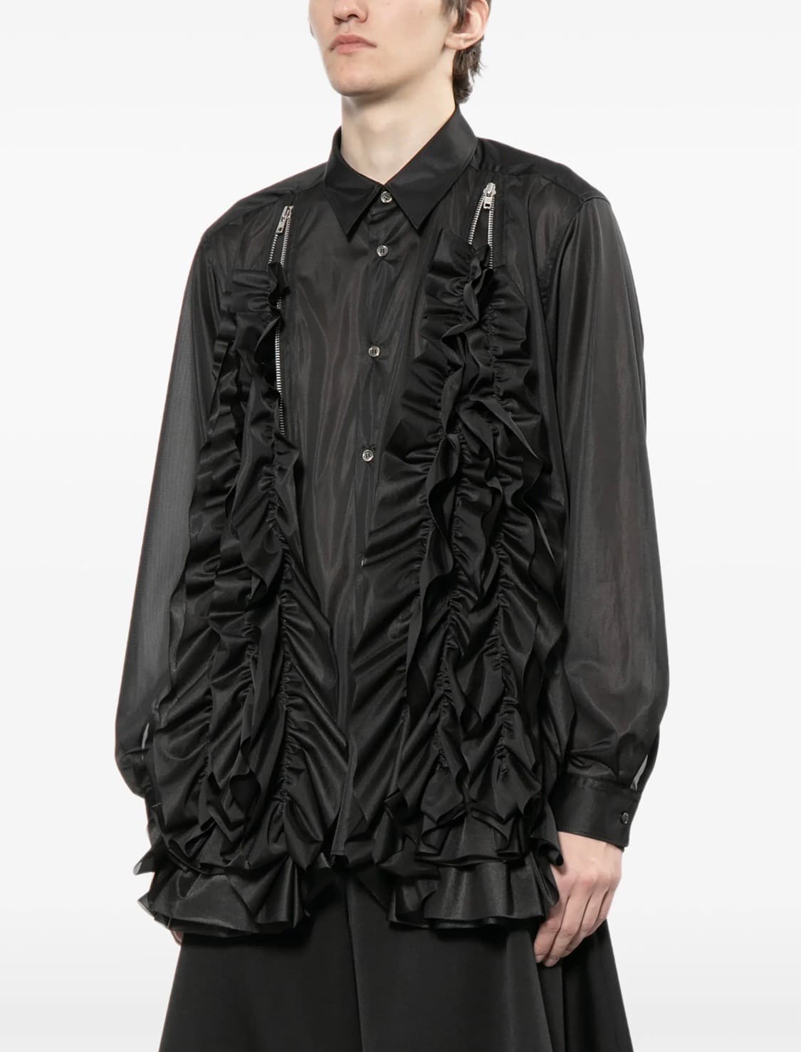 꼼데가르송 옴므플러스 / 26SS 러플 지퍼 셔츠 / L 상품이미지1