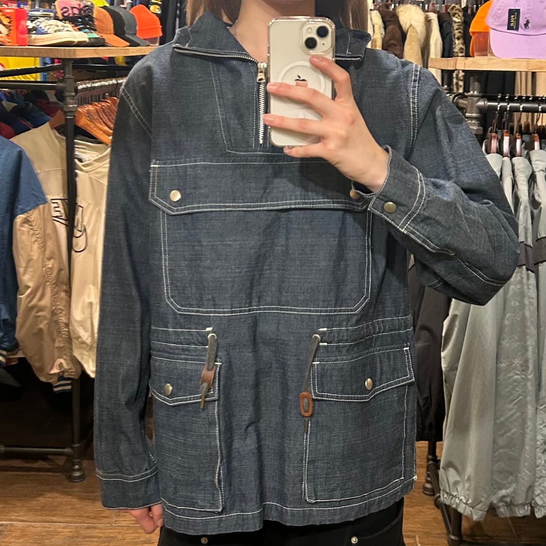 [HI] 프리즘웍스 프리즘웍스 데님 후드 아노락 블루  상품이미지1