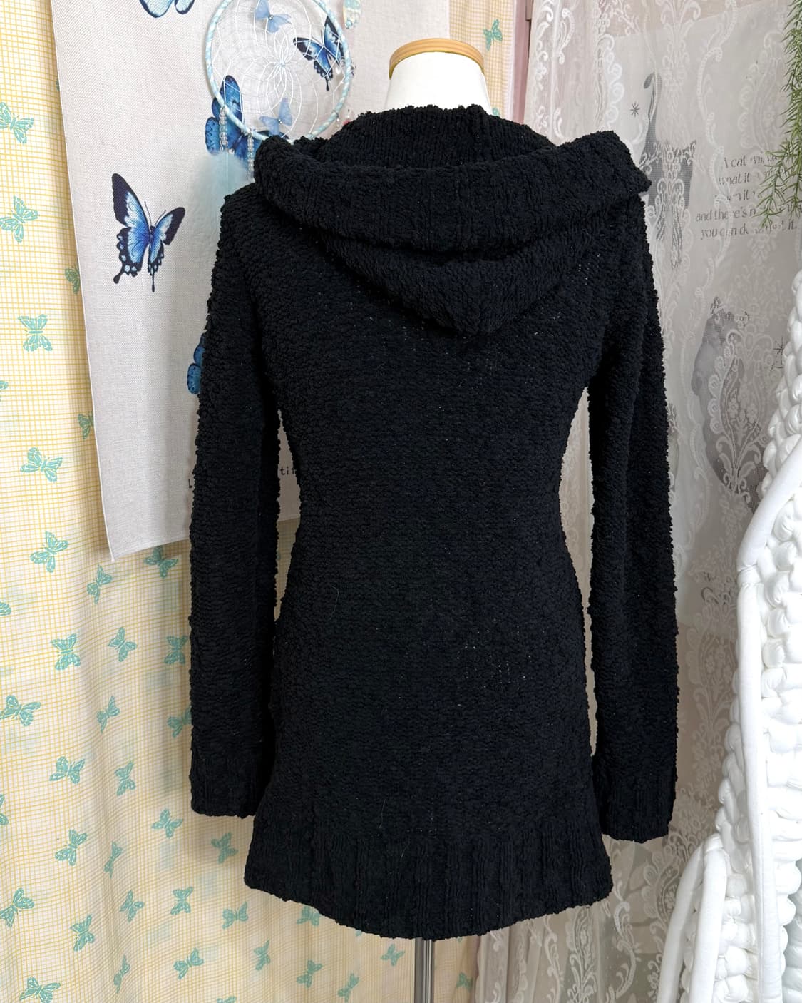 블랙 뽀글이 폼폼 후드 가디건 상품이미지3