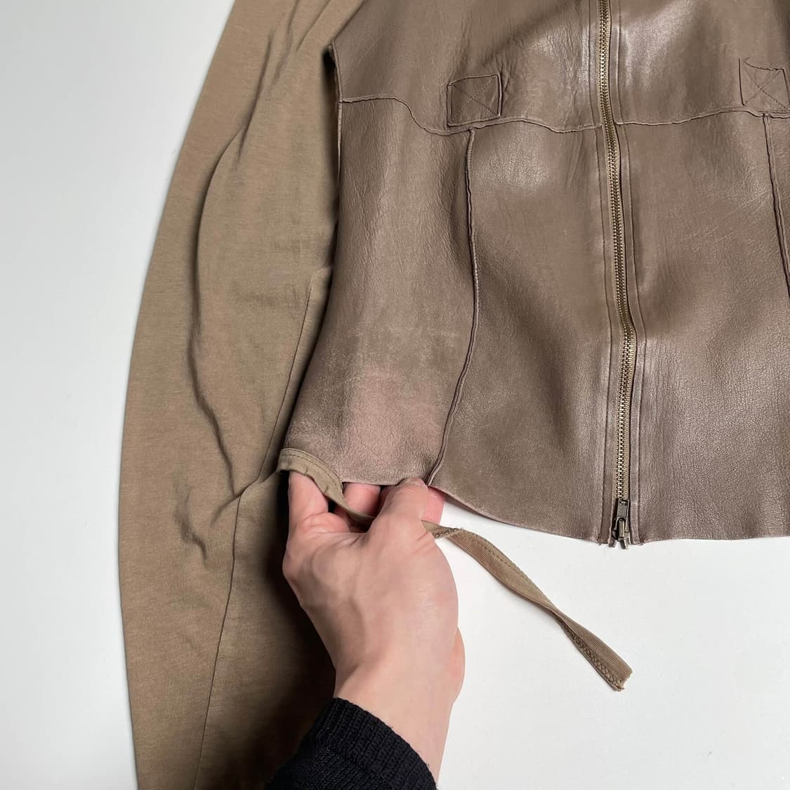 QUBHA 레더 져지 스트랩 포인트 자켓 (italy)   상품이미지9