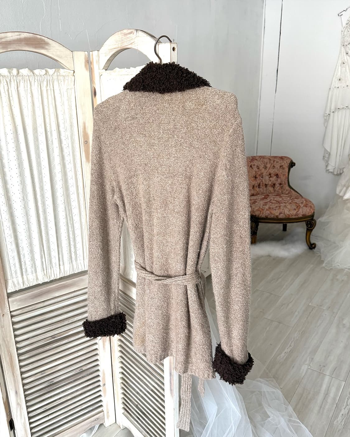 Mute beige wool knit zip-up 상품이미지8