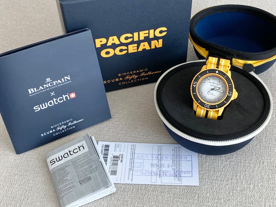 스와치X블랑팡 오션 오브 스톰 42mm 바이오 세라믹 오토메틱 옐로우 상품이미지2