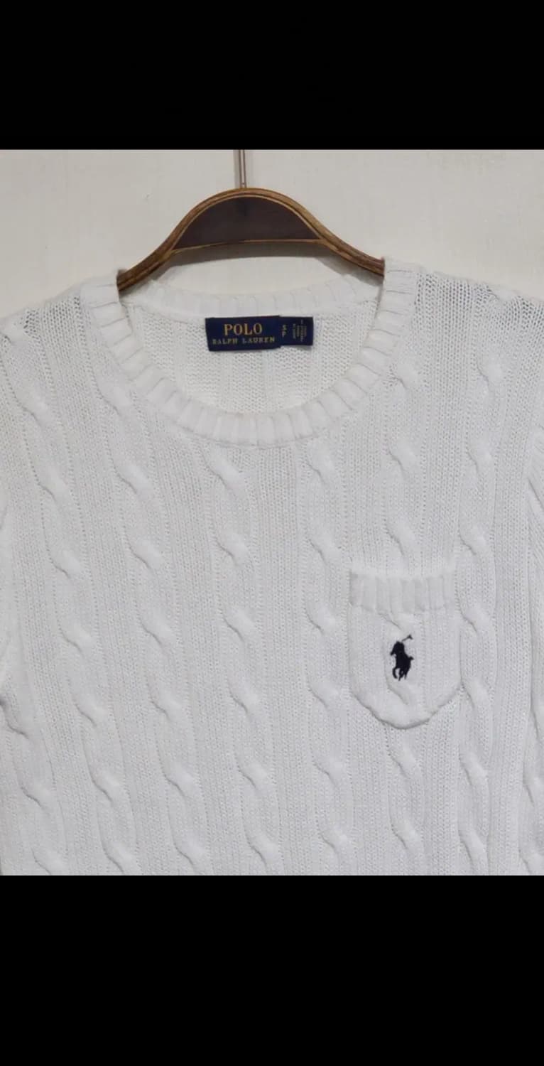 (S) 랄프로렌 폴로 케이블 반팔니트 화이트 꽈배기 스웨터  상품이미지2