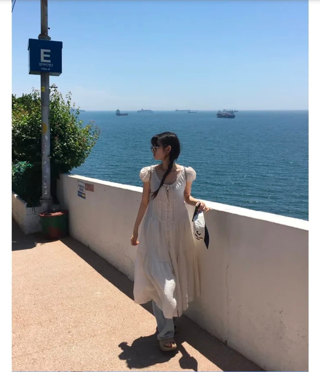 에이블리 롱 반팔 원피스 아이보리 상품이미지2