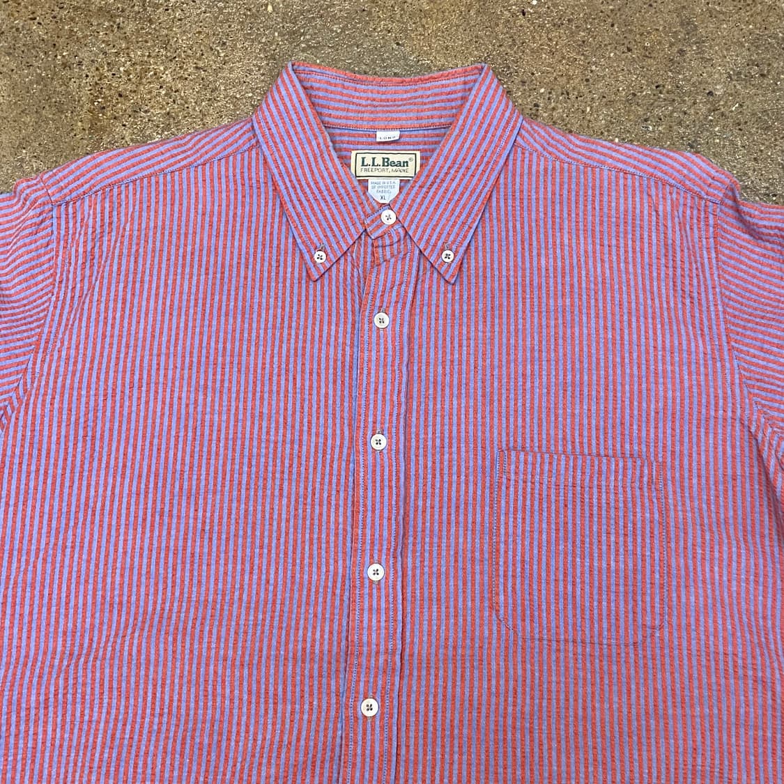 미국 빈티지 엘엘빈 스트라이프 시어서커 원단 반팔셔츠 스트라이프 상품이미지3