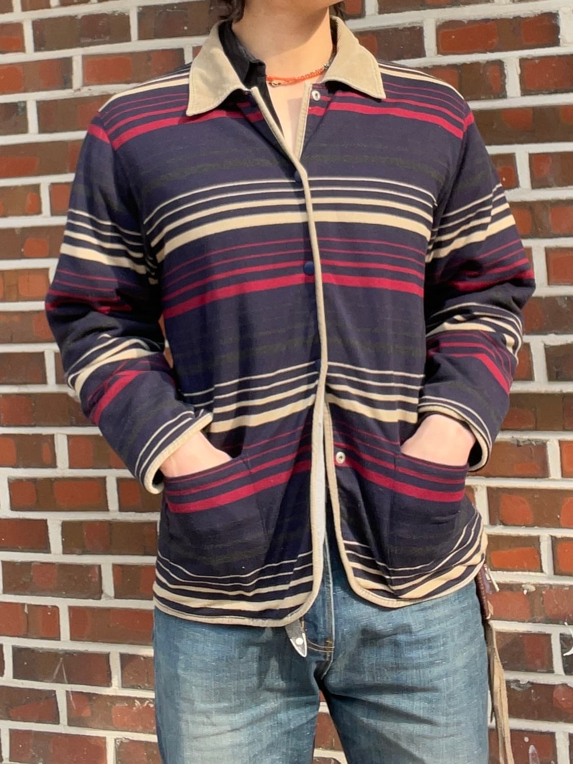 빈티지 히피 코듀로이 카라 스트라이프 자켓(리버시블) 상품이미지2