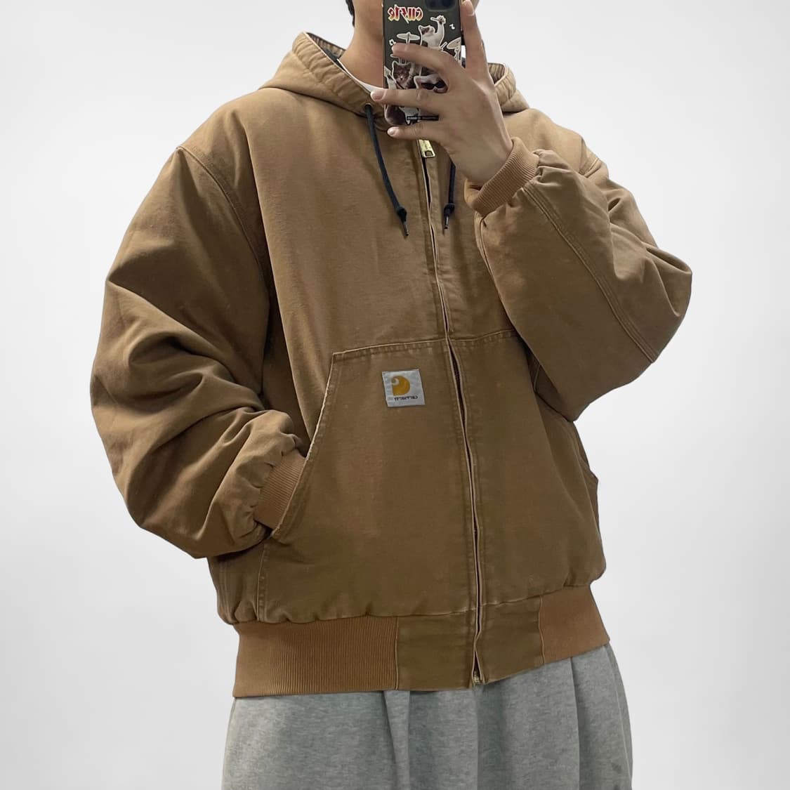 칼하트 WIP 덕 액티브 캔버스 후드 점퍼 자켓 브라운 상품이미지1