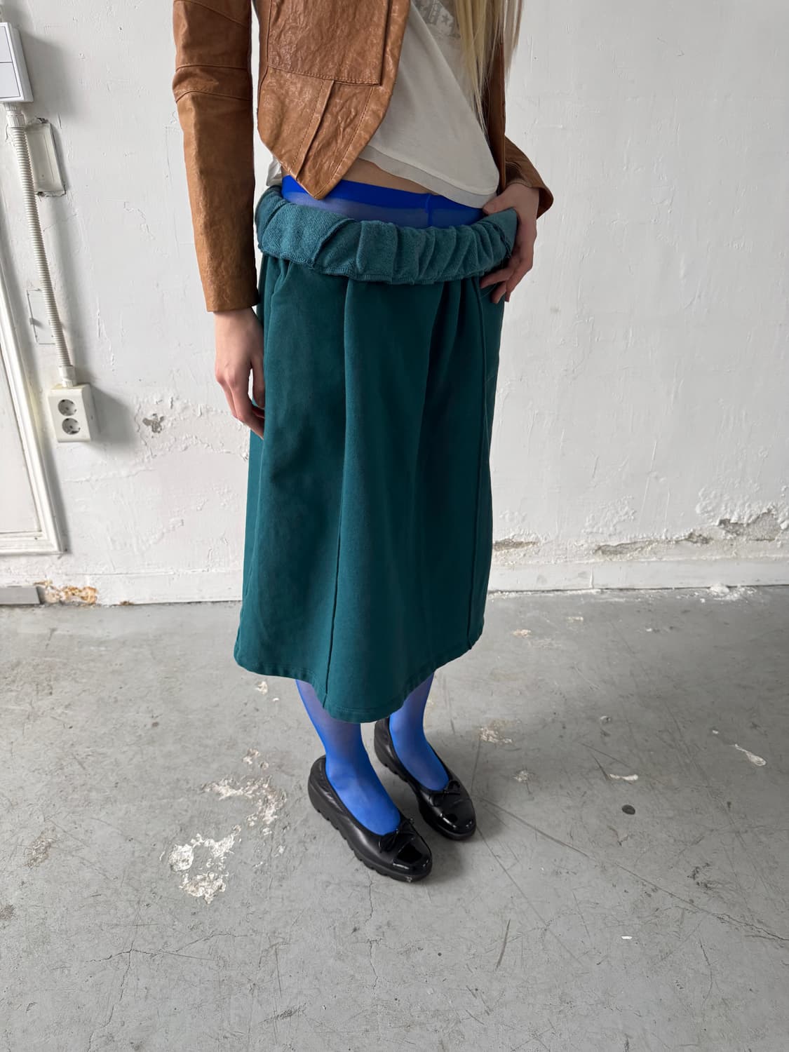 Teal green sweat midi skirt 상품이미지7