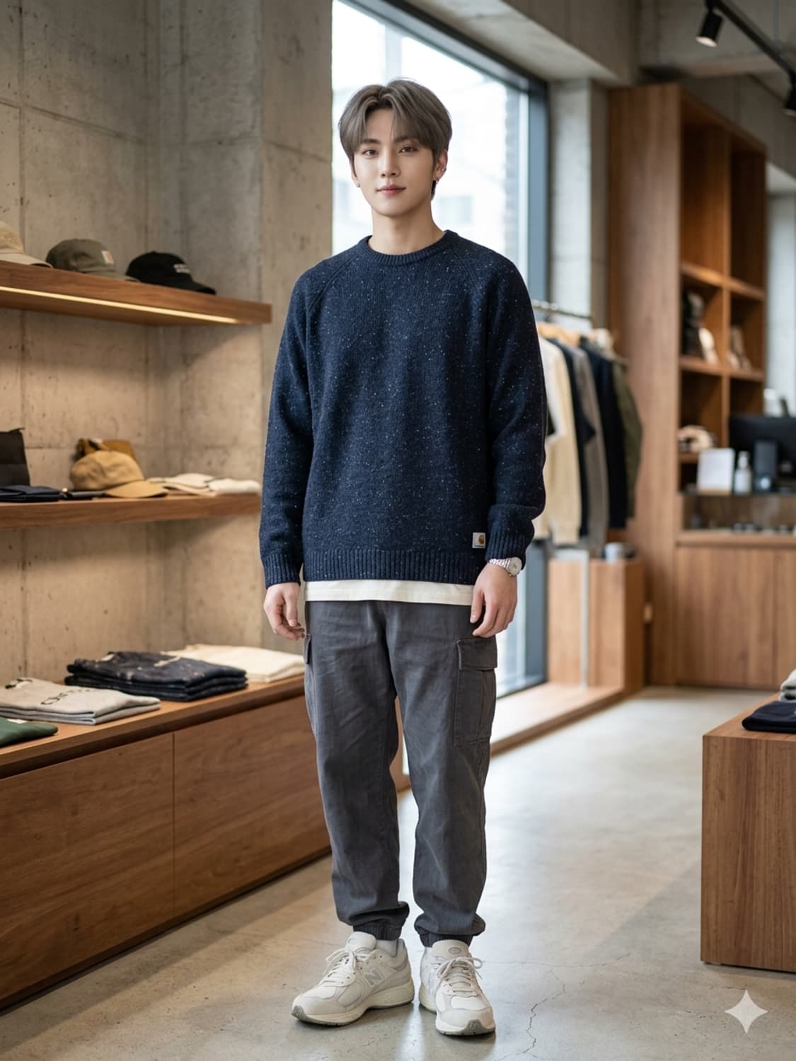 칼하트 WIP 앵글리스틱 스웨터 네이비 상품이미지1