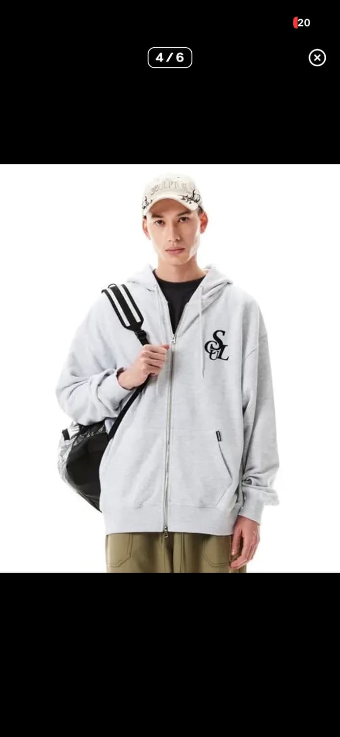 스컬프터 후드집업 화이트 멜란지 L 상품이미지2