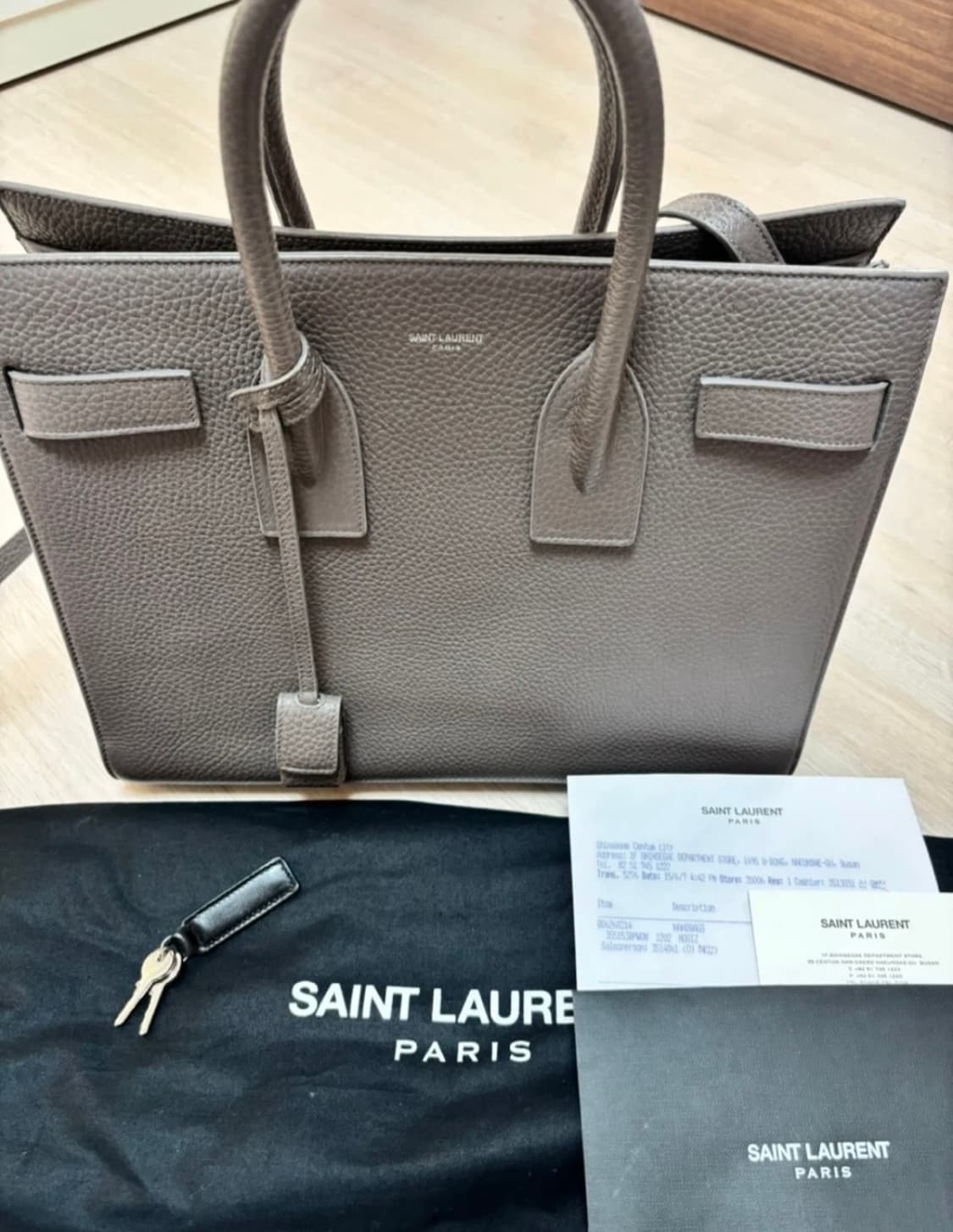 생로랑 삭 드 쥬르 토트백 그레이 스몰사이즈 상품이미지1