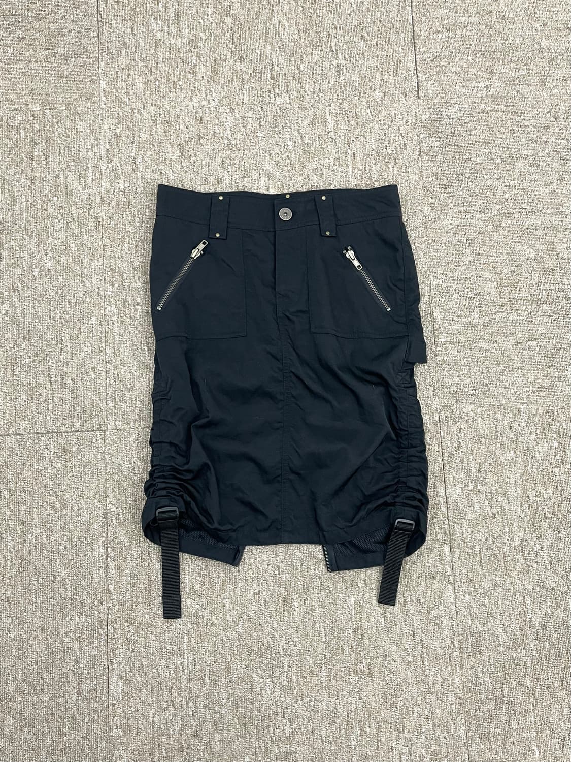 Black Shirring Details Skirt 상품이미지1