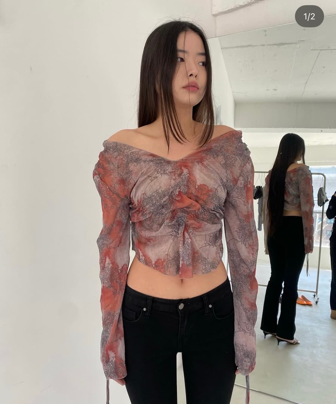 라라미미 시어 스모킹 블라우스 상품이미지5