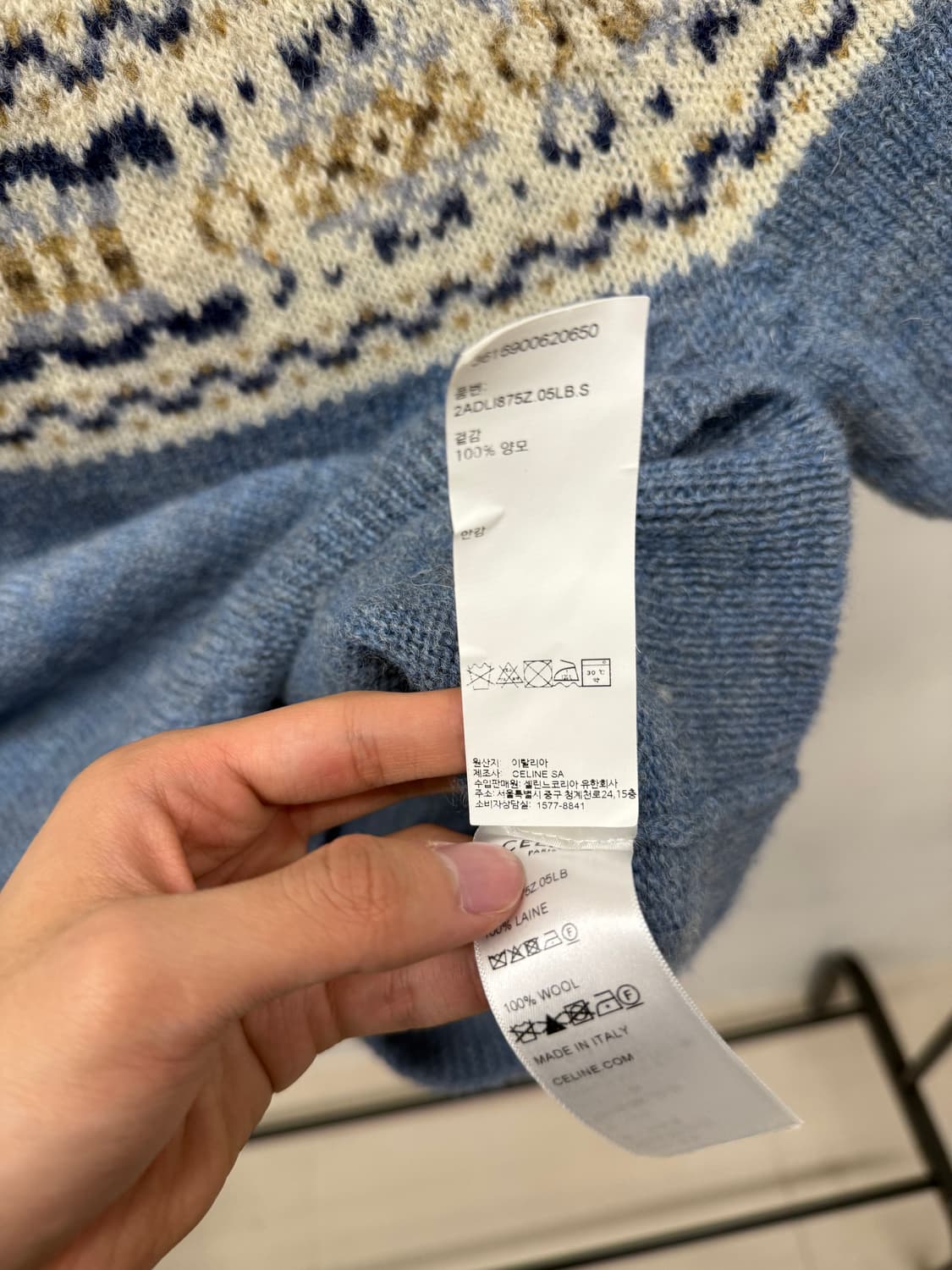 셀린느 트리오페 양모 여성용 니트반팔 백화점판 S 상품이미지4