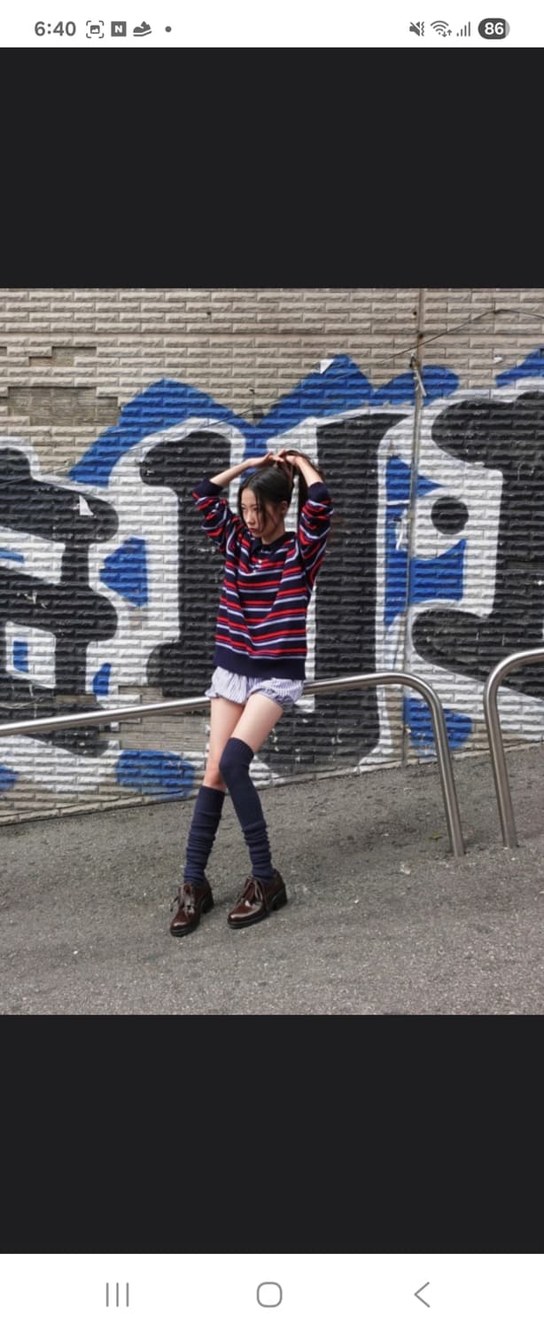 MOONSUN COTTON 스트라이프 긴팔 티 L 상품이미지7