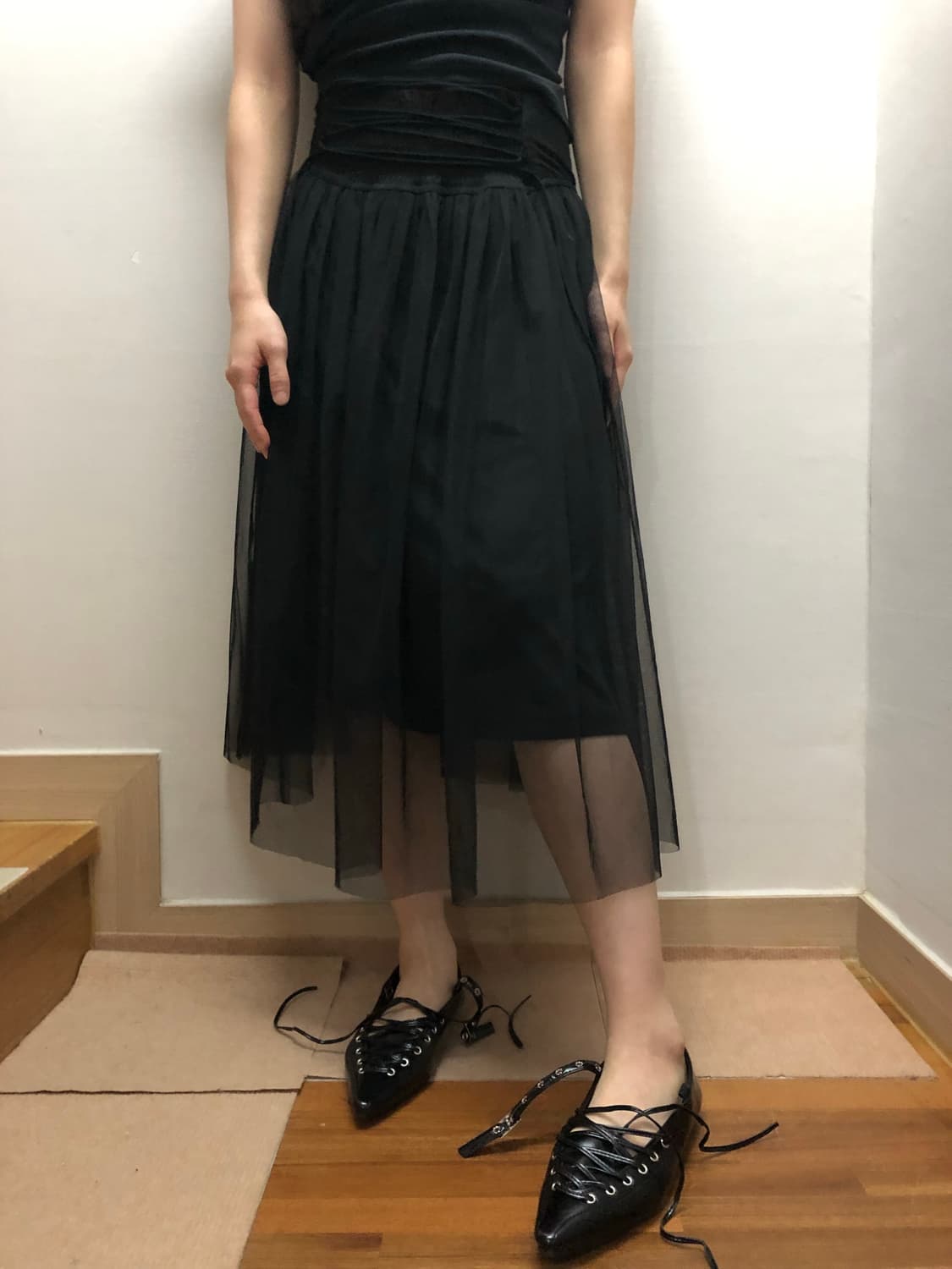 빈티지 블랙 아일렛 레이스 스커트 상품이미지4