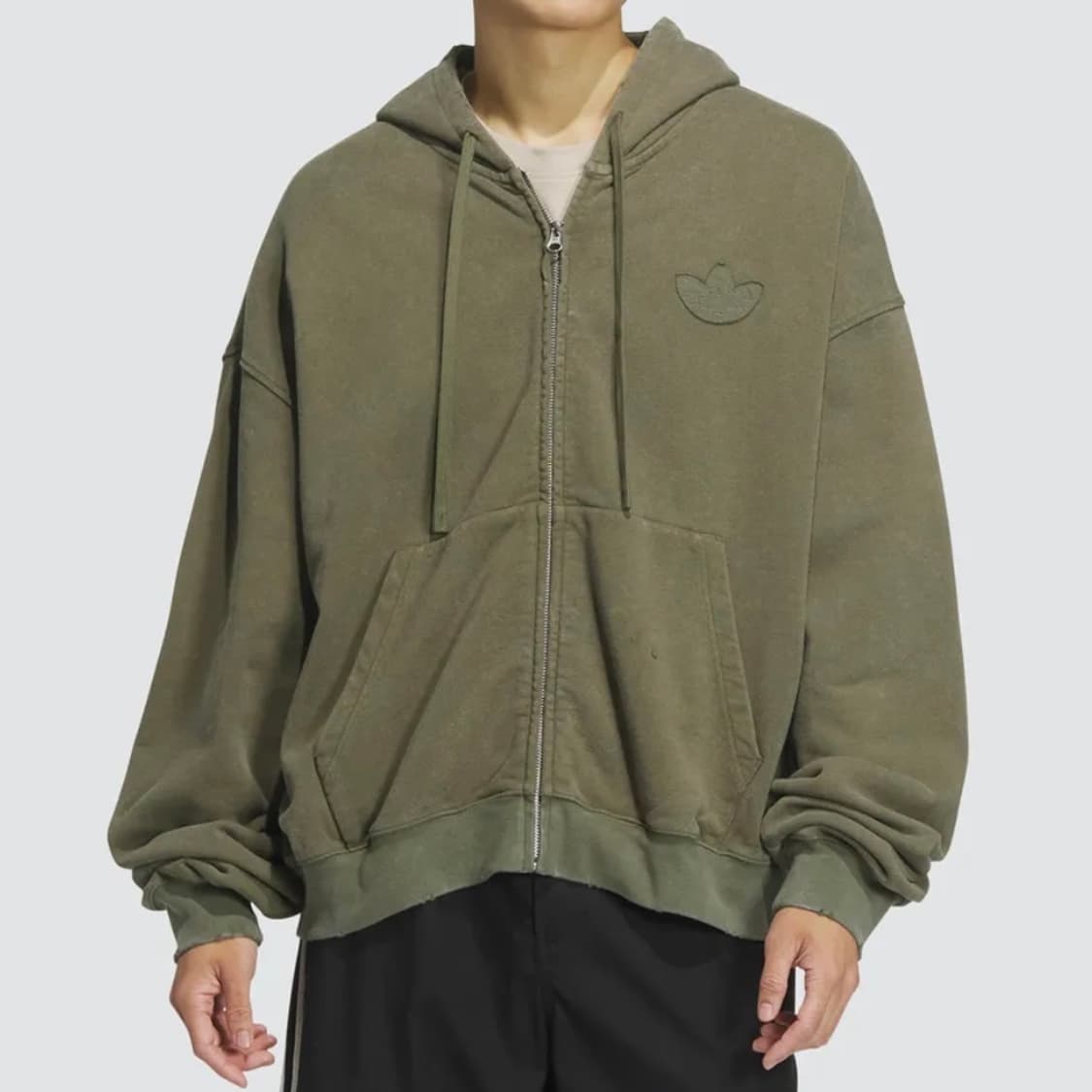 아디다스 워시드 후드 재킷 후드집업 카키 상품이미지1