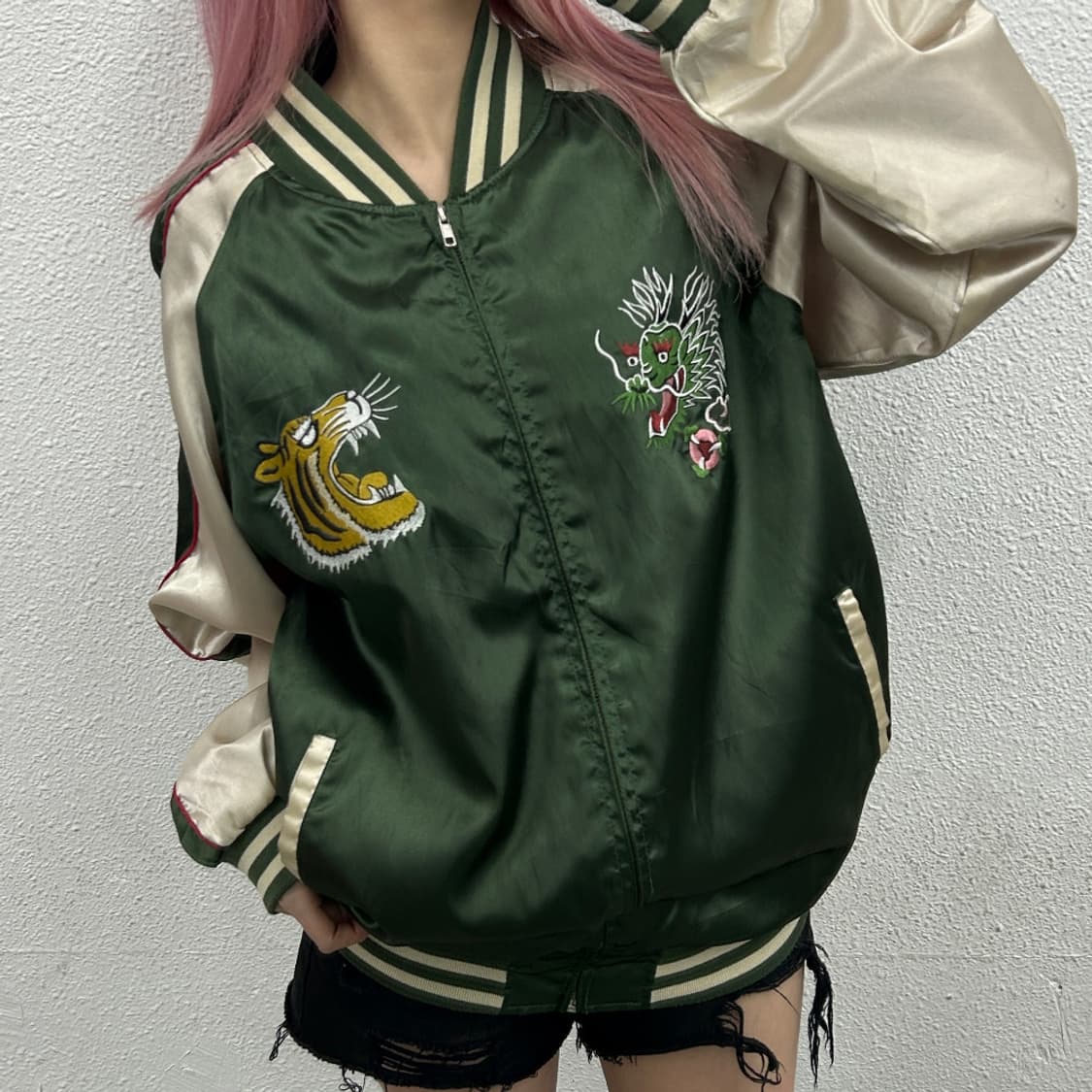 재팬 타이거 자수 카키 스카쟌 4L 상품이미지1