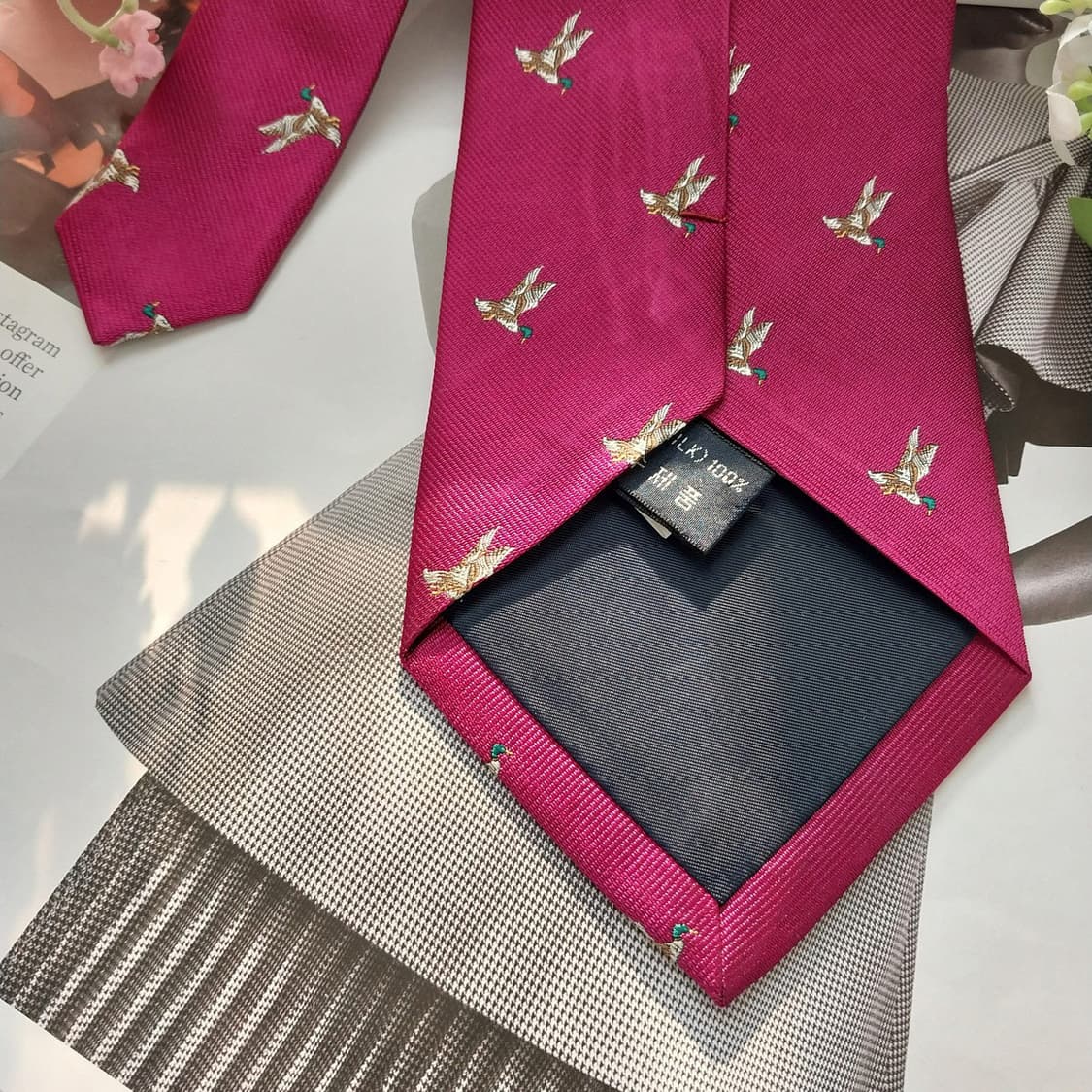 폴로랄프로렌 실크 퍼플톤 오리 자수 넥타이 9.9cm A+등급 K1447 상품이미지7