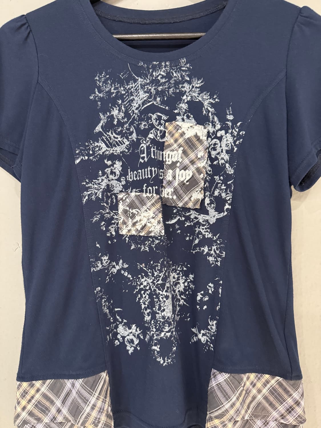 check pattern point lettering top 상품이미지6