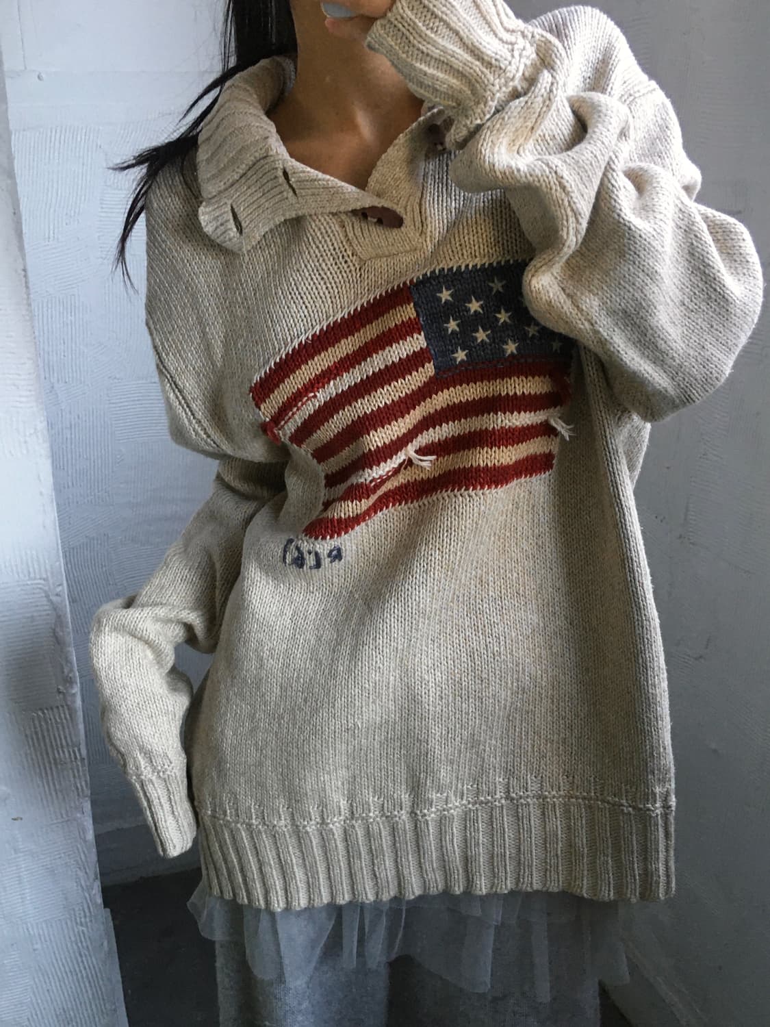 폴로랄프로렌 성조기 베이지 토글 버튼 니트 상품이미지1