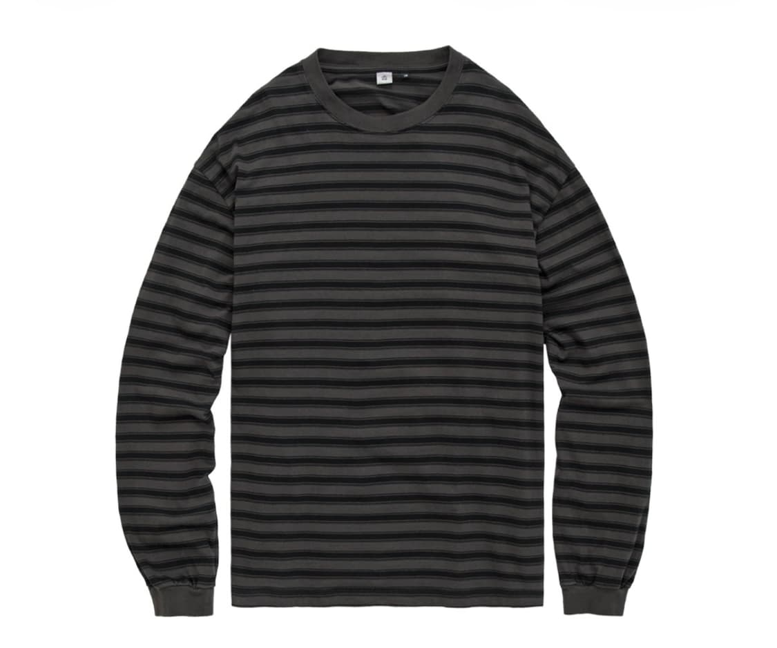 폴리테루 스트라이프 롱슬리브 차콜 상품이미지1