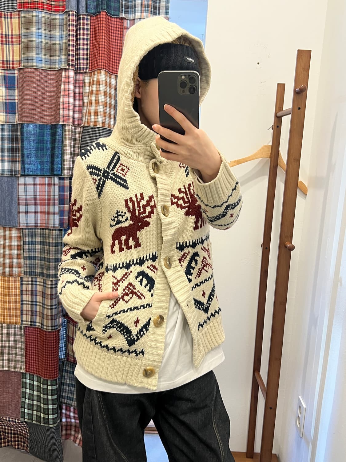 노르딕 플리스 니트 후드 가디건 상품이미지2