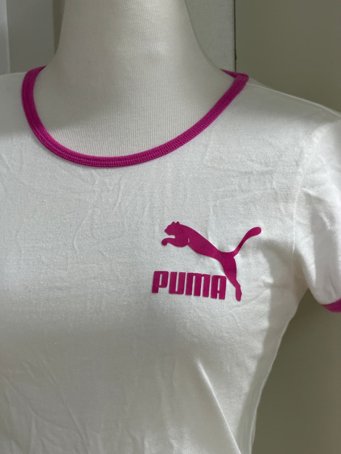 푸마 핑크 화이트 빅로고 링거티 반팔  상품이미지3