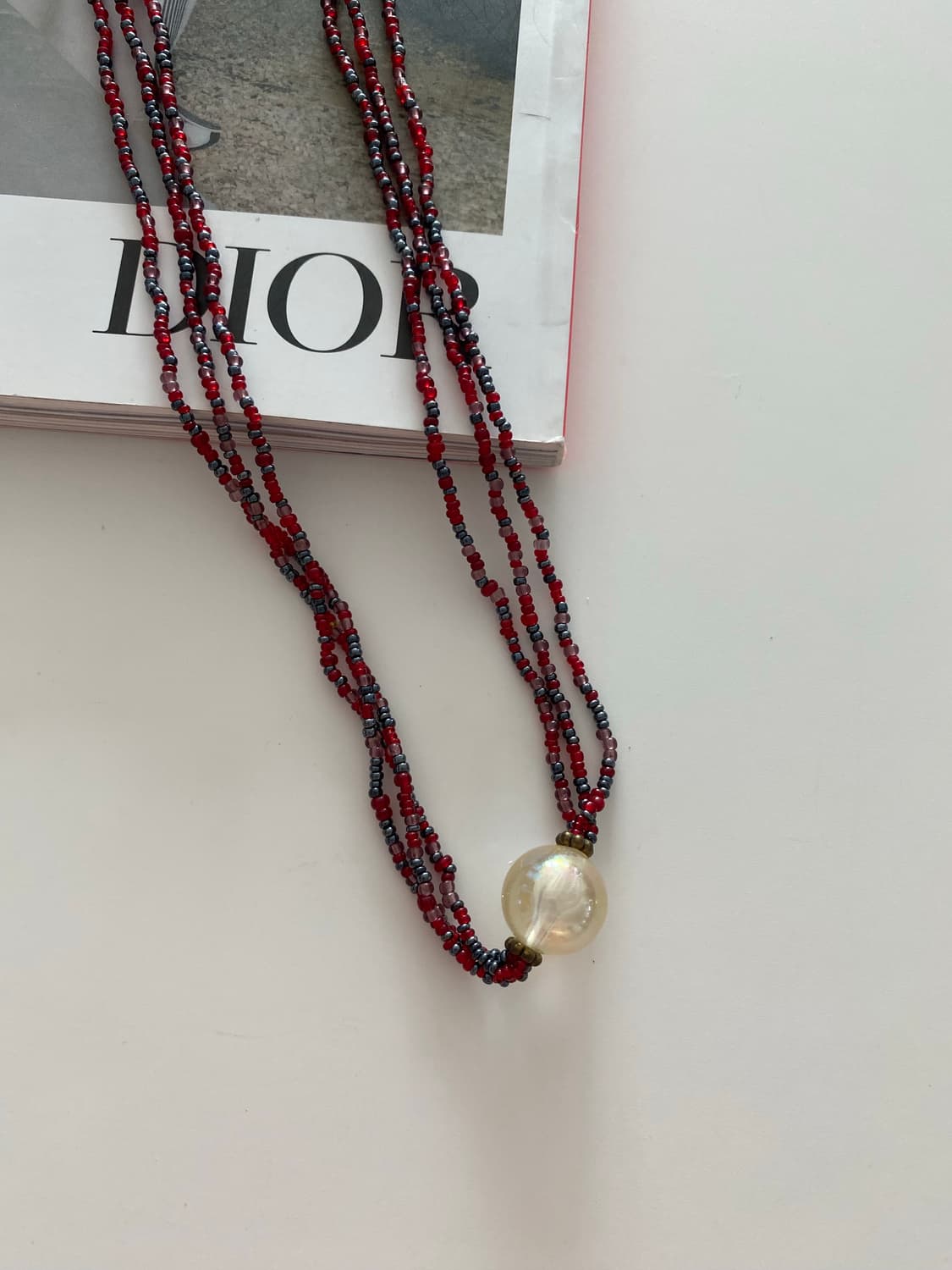 빈티지 비즈 레드 목걸이 상품이미지5
