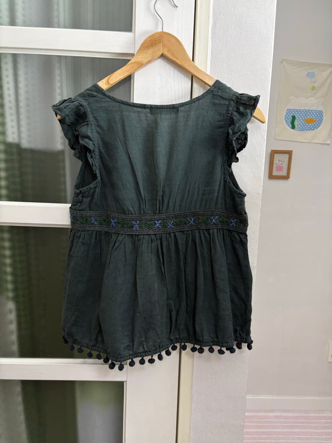 다크그린 자수 블라우스 상품이미지7