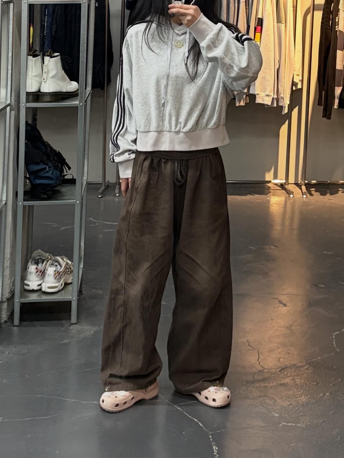 아디다스 벨루어 크롭 후드티 A2453 상품이미지1