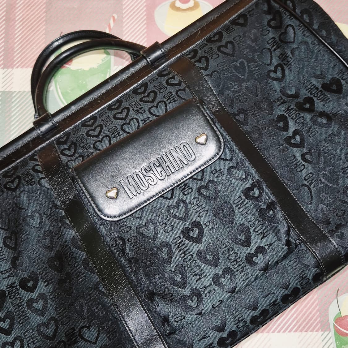 90s 모스키노 칩앤시크 하트 자수&레더 보스턴백 상품이미지9