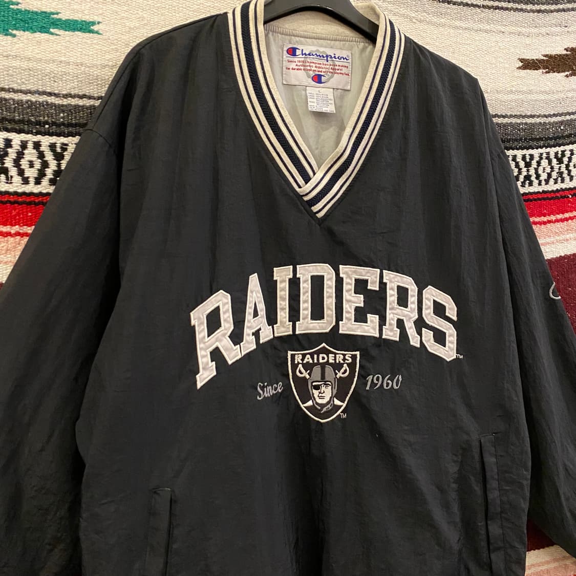 90s USA 챔피온 NFL 레이더스 풀오버 바람막이 상품이미지6