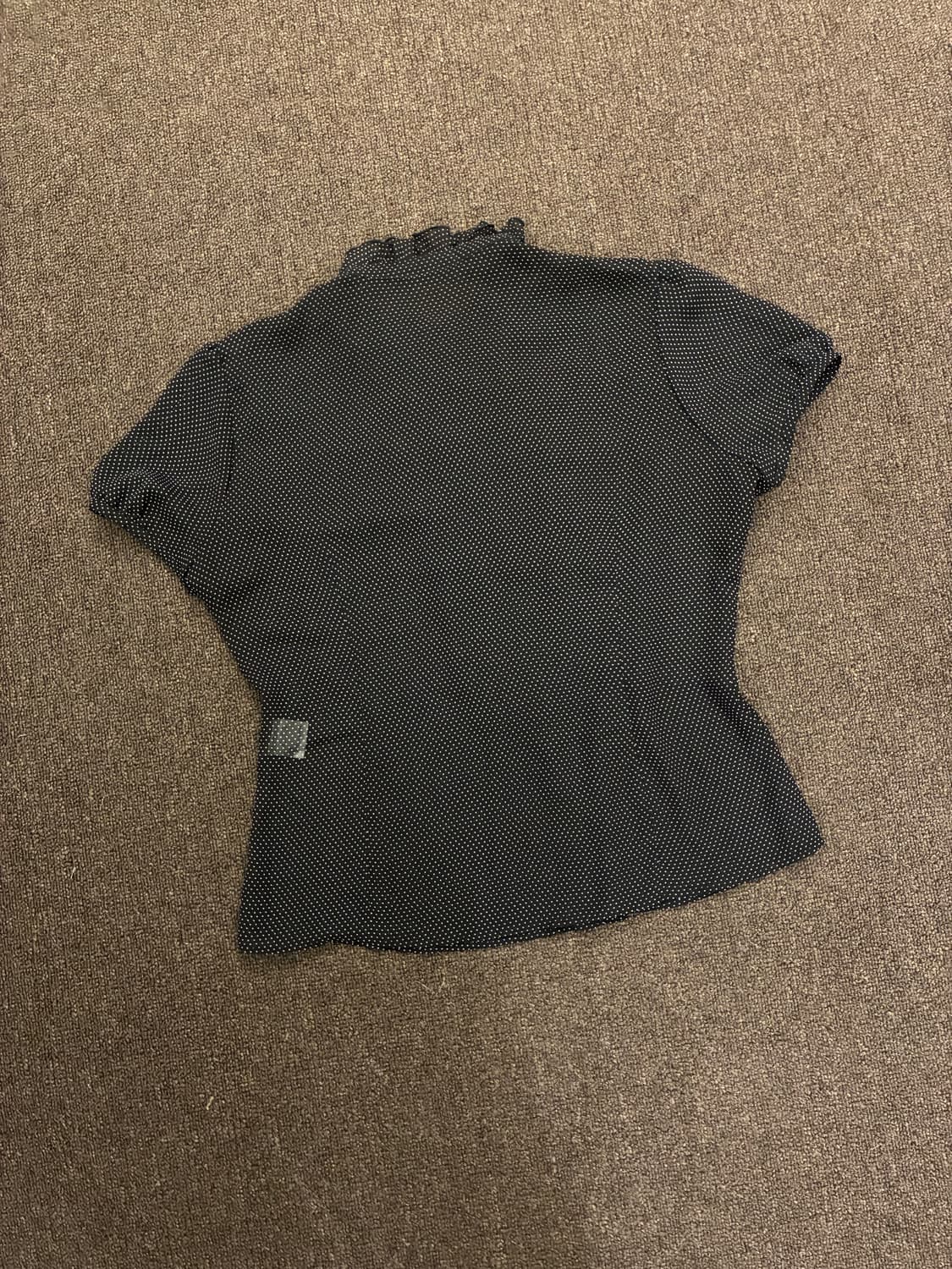 L)Japanese vintage 여성 도트무늬 프릴 시스루 블라우스 상품이미지7