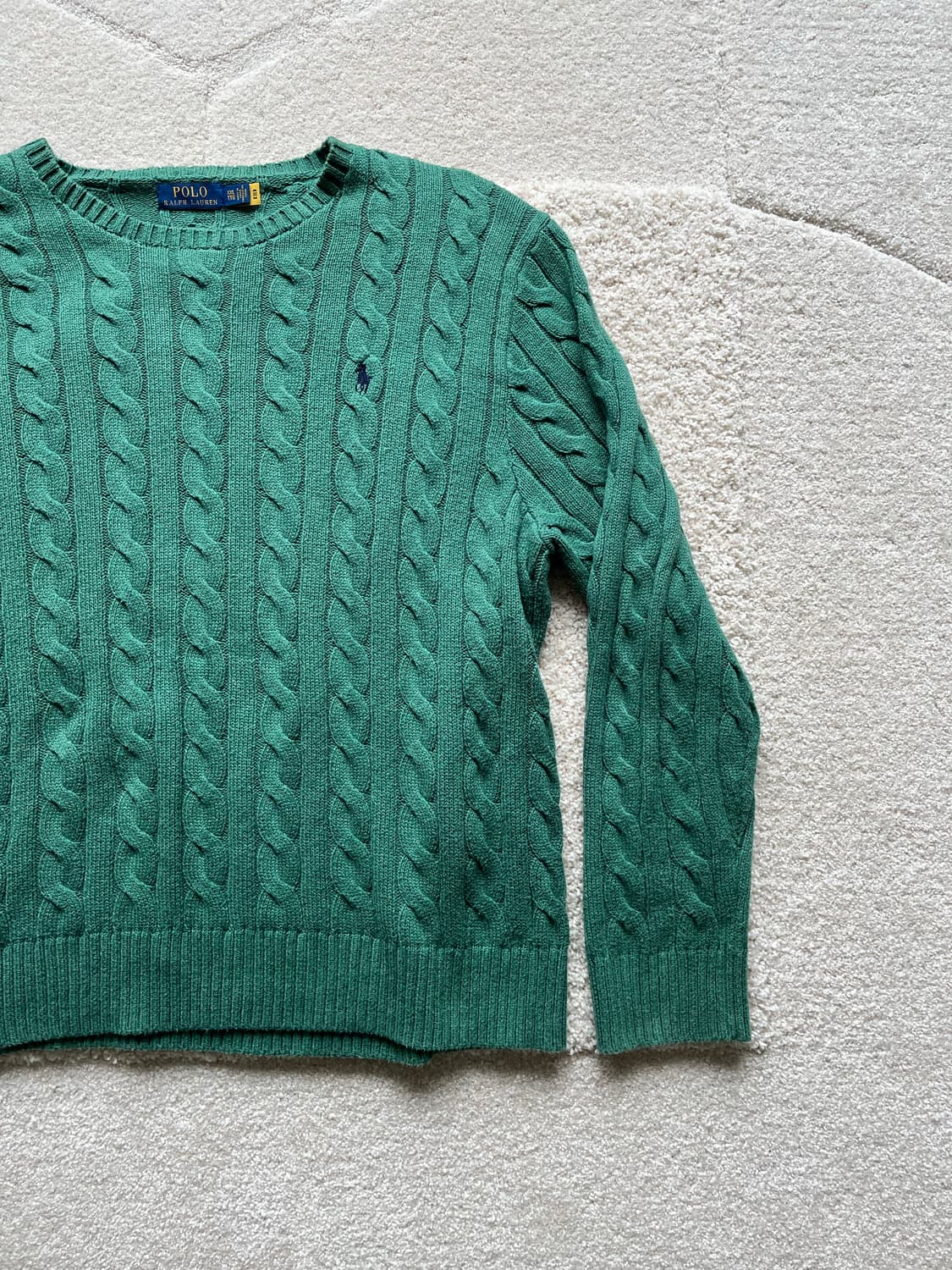 폴로 랄프로렌 케이블 니트 스웨터 그린 (105-110) 상품이미지5