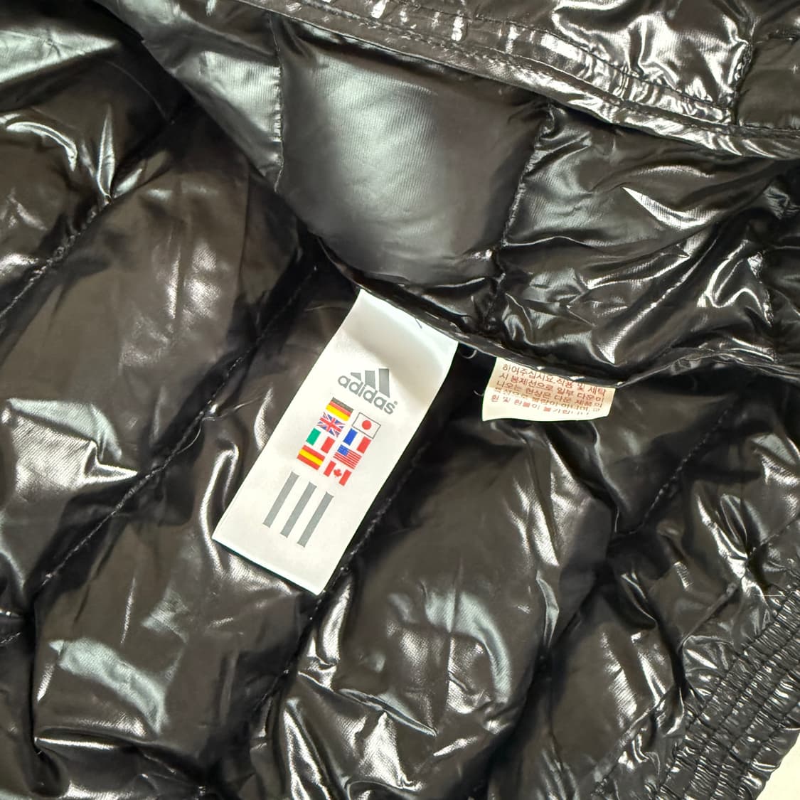 아디다스 실버 글로시 로고 구스다운 경량패딩 L 상품이미지6