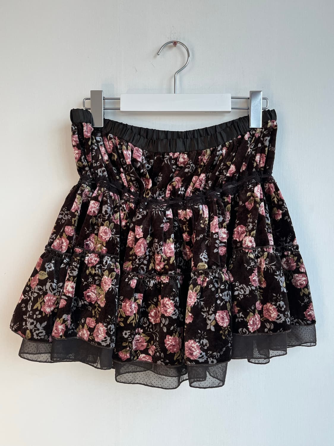 CHARMBERRYTIC 벨벳 플라워 스커트 상품이미지4